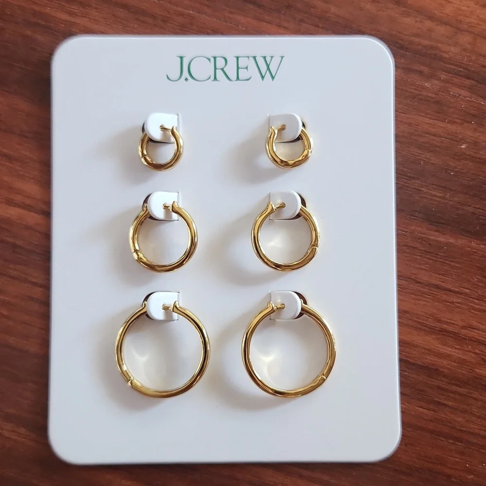 J.Crew Three Small Hoop Earrings Set - Picture 1 of 2